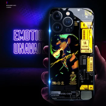 Умный Светящийся Чехол Для телефона в стиле Кибер-панк Samsung S23 S22 Ultra S21 Plus S20FE A73 A53 A72 A52 A32 5G Note20 Ultra Note10