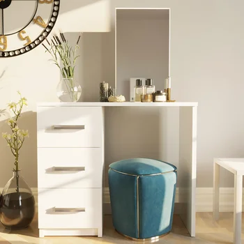 Современный туалетный столик, белая отделка для спальни, современная простота, стильное ощущение небольшого шкафа для хранения, Встроенный столик для макияжа