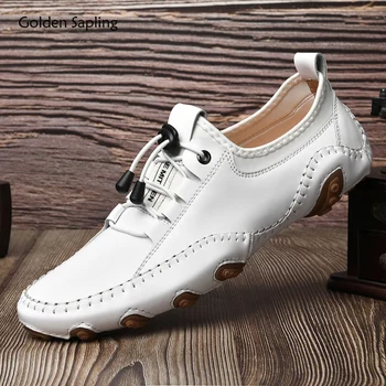 Golden Sapling/Модные лоферы, Удобная обувь для вождения, мужская Повседневная обувь из дышащей кожи Для отдыха, обувь на плоской подошве в стиле ретро