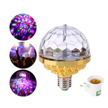 E27 светодиодный хрустальный волшебный шар RGB Мини-светодиодная лампа для сцены, вращающаяся дискотека, вечеринка, DJ, шар с красочным эффектом, проектор, лампа
