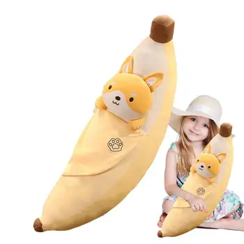 Мягкая игрушка-Банан с Рисунком Собачьей Мордочки, Плюшевый Банан с начинкой, Реалистичные Милые животные, Банановые Плюшевые игрушки, подушка-банан с начинкой, игрушка-банан, подушка для младенцев