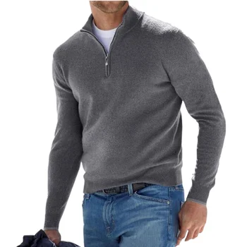 Мужской осенний свитер с длинным рукавом, легкий свитер, теплый свитер с высоким воротником