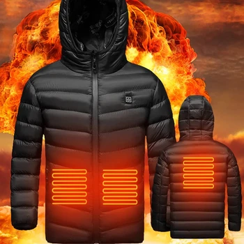 Зимнее пальто с подогревом для мальчиков, тепловая куртка с хлопковой подкладкой, Детская походная куртка с USB-подогревом, Интеллектуальная постоянная температура