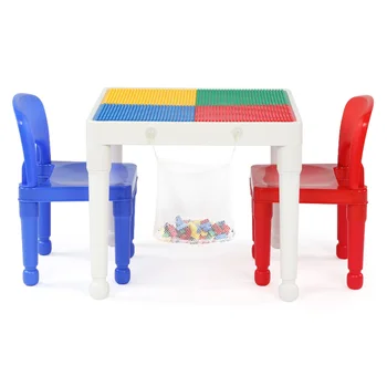 Пластиковый детский стол для занятий Humble Crew 2 в 1 и набор из 2 стульев, белый, красный и синий, стол для занятий для детей