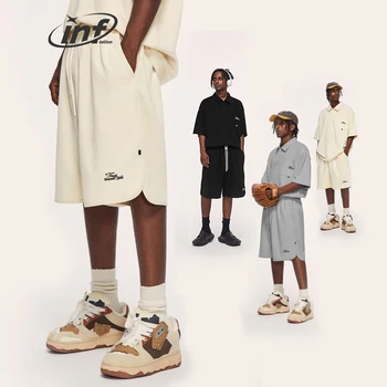 Надувные Свободные спортивные шорты Унисекс с завязками на талии, спортивные шорты с прямыми штанинами