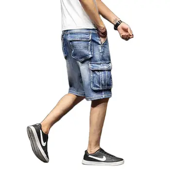 Летние модные шорты-карго Мужские повседневные бордшорты с большими карманами Уличная Джинсовая одежда Больших Размеров Джинсы Короткая одежда