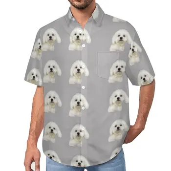 Повседневные рубашки для собак Мальтийская рубашка для отдыха с домашними животными Летние трендовые блузки с мужским принтом Плюс Размер 4XL