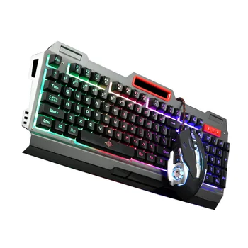 Проводная клавиатура с RGB Подсветкой, Комплект мышей, Механическая сенсорная USB Клавиатура для игрового компьютера, Набор Мышей