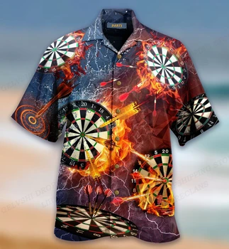 Мужские Пляжные Рубашки С 3D Принтом Dart, Мужские И Женские Модные Гавайские Рубашки, Повседневные Пляжные Блузки, Рубашка с Отворотом Для Мальчиков, Блузка