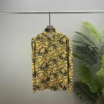 Осенне-зимняя новая стильная футболка с 3D цифровым принтом, рубашка с отворотом, открытая подкладка