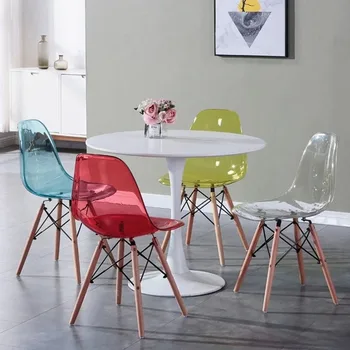 Обеденный стул современный простой бытовой стул со спинкой, скандинавский стул для переговоров, прозрачный пластиковый стул, косметический стул, стул для ногтей com