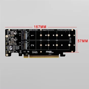 Двусторонняя 4-дисковая NVME RAID-карта PCIEx16 для M.2 M-Key NVMEx4SSD 2U Серверный адаптер расширения RAID-массива Разделенная карта