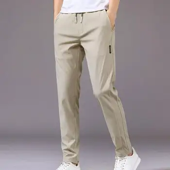 Мужские весенние брюки в корейском стиле, износостойкие модные мужские весенне-летние брюки на завязках, однотонные мужские брюки для путешествий