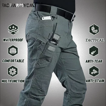 Новые мужские тактические брюки с несколькими карманами, эластичные военные брюки для городских поездок, мужские водонепроницаемые брюки-карго 6XL