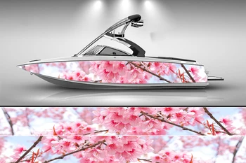 Наклейка на лодку с вишневыми цветами, модная наклейка на рыбную лодку, виниловая водонепроницаемая наклейка на лодку, наклейка на лодку, графическая наклейка на лодку