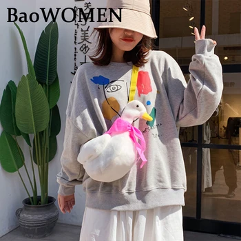 BaoWomen, 3 Цвета, Модная Женская сумка-мессенджер с Милой Уточкой из Мультфильма, плюшевая сумка через плечо с животными, сумка-мессенджер в стиле Харадзюку