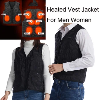 Черный жилет с электрическим подогревом, Мужская куртка с подогревом, Женская зимняя тепловая одежда, Спортивная одежда для охоты, пеших прогулок на открытом воздухе