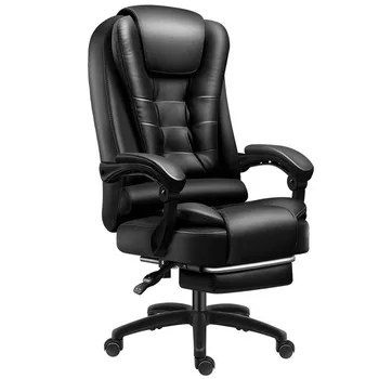 Кожаное офисное кресло с Вращающейся высокой спинкой, Удобная латексная подушка, массаж на 7 часов С подставкой для ног, игровой стул для интернет-кафе
