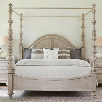 На заказ: Американская деревенская современная винтажная спальня, французская старая двуспальная кровать из массива дерева, вилла с римской колонной, мебель для кроватей