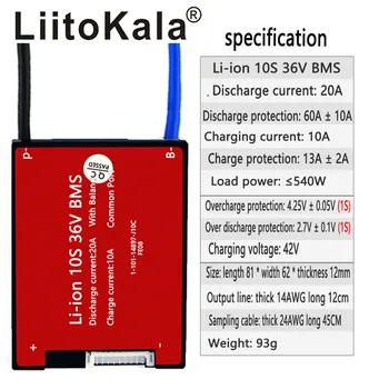 LiitoKala 10S 13S 16S BMS 20A 36V 48V 60V PCM печатная плата для 3,7 V литий-ионного аккумулятора 18650 NMC E-bicycle Scooter NTC