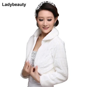 Ladybeauty 2018 Свадебная шаль из искусственного меха, куртка с длинным рукавом, Свадебное пальто Lvory, куртка для новобрачных, свадебные шали и палантины