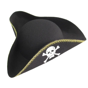 667E, шляпа-треуголка на Хэллоуин, Пиратский мужской женский Черный костюм, платье для косплея