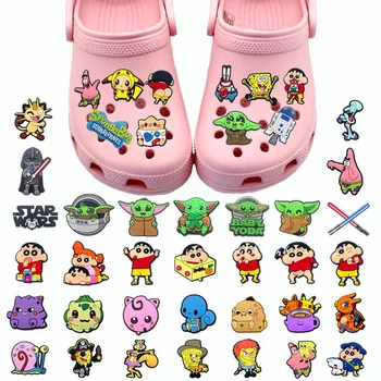 Милый набор с пряжками для обуви из японского аниме с героями мультфильмов, очаровательные украшения для обуви из ПВХ, подходящие подвески в виде крокодила, подарки для детей на вечеринку Jibz