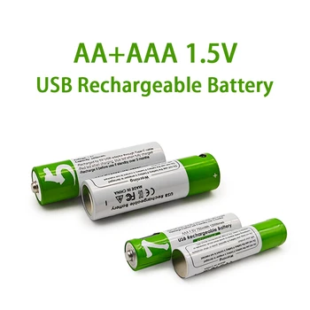 1,5 В AA + AAA USB Перезаряжаемая Литий-ионная батарея, для Мыши с Дистанционным Управлением, Маленький Вентилятор, Электрическая Игрушка, Сменный Литий-ионный Аккумулятор