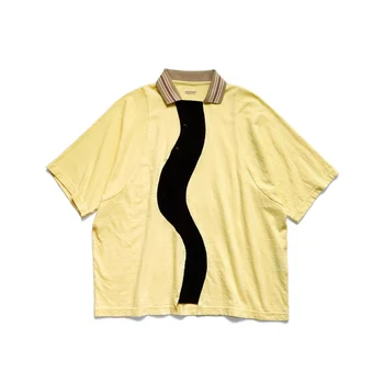 Повседневные летние футболки 23SS KAPITAL Hirata и Hongri из хлопка с бамбуковым узлом, рубашки с короткими рукавами и волнистым отворотом в тон