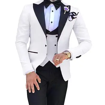 Мужские костюмы из 3 предметов для мужчин, сшитые на заказ Terno Slim, свадебный мужской костюм жениха на заказ Masculino (куртка + брюки + жилет + галстук-бабочка)