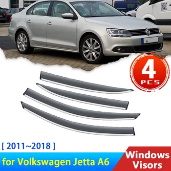 4x Дефлекторы для Volkswagen Jetta A6 6 Typ 1B 2011 ~ 2018 Vento Аксессуары Боковые Стекла Автомобиля Козырьки От Дождя Защита Бровей Лобовое Стекло
