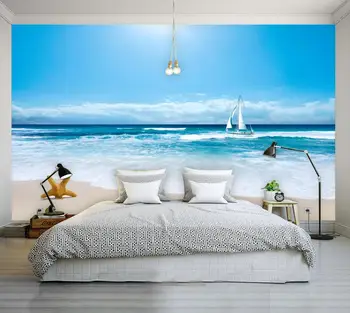 обои на заказ домашний декор Пляж Приморская Большая Настенная живопись обои Гостиная Спальня Фон 3D художественная роспись обои