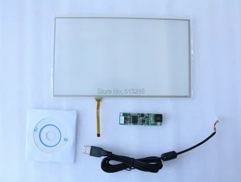 10,1-дюймовая 4-проводная резистивная сенсорная панель 16: 9 + карта контроллера USB-порта + CD-диск для работы в помещении с 10,1-дюймовой ЖК-панелью