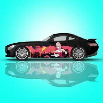 Аниме-картина для девочек, Японские тематические боковые наклейки для автомобилей, Литые виниловые наклейки, Универсальный Размер, премиум-Розовые аниме-наклейки для автомобилей