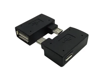 90 градусов (слева + справа) Угловой хост-адаптер Micro USB 2.0 OTG с питанием от USB для мобильных телефонов и планшетов Galaxy S3 S4 S5 Note2 Note3