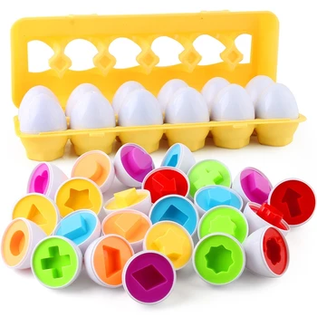 Подходящие яйца Монтессори Развивающие игры для детей Сенсорное обучение Развивающая игрушка Цвета Формы Пазл Для детей 2 3 лет