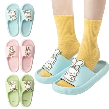 Kawaii Sanrio My Melody Тапочки Cinnamorroll Pochacco Милые Мультяшные Тапочки для ванной комнаты На толстой подошве, Высокие противоскользящие садовые сандалии
