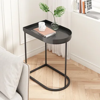 Креативная угловая тумбочка -небольшой журнальный столик в скандинавском минималистичном стиле с открытым местом для хранения, черно-белый