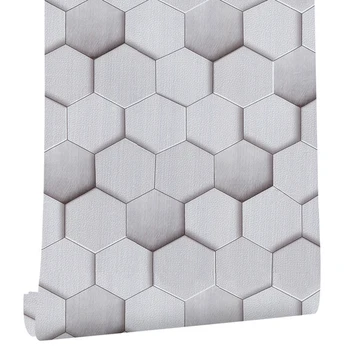 Черно-белые обои с шестиугольником, геометрические самоклеящиеся обои, Съемная контактная бумага для домашнего декора
