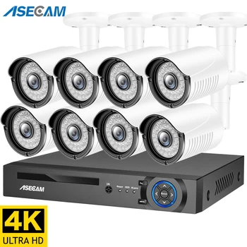 Комплект Видеорегистратора 4K Ultra HD 8MP H.265 POE CCTV Security Camera System Комплект Камер Наружного Видеонаблюдения