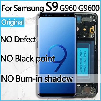 Оригинальная Замена AMOLED для SAMSUNG Galaxy S9 ЖК-дисплей с Сенсорным экраном Digitizer с Рамкой G960N G9600 NO burn shadow