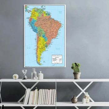 100*150 см Политическая Карта Южной Америки Настенный Художественный Плакат Спрей Холст Картина Гостиная Домашний Декор Детские Школьные Принадлежности