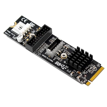 M.2 M Ключ NVME PCIe к USB 3.1 Плата расширения передней панели Карта 10 ГБ TYPE-E + 5 ГБ 20 Контактов 2 Порта USB3.0 Адаптер-концентратор Riser для ПК