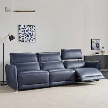 Минималистичный Салон дивана с электрической функцией для дома или офиса, Итальянская гостиная, Простое кресло-кровать из кожи Наппа, Новая мебель для дивана