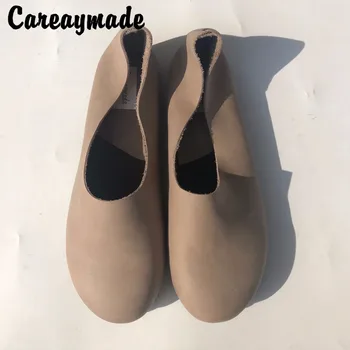 Careaymade-Обувь ручной работы из натуральной воловьей кожи с начесом, обувь mori girl в стиле ретро, женская повседневная обувь на плоской подошве, 24 цвета