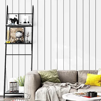 Обои в скандинавском стиле ins белая доска с имитацией древесины, черно-белая вертикальная полоса, гостиная, спальня, фон для телевизора
