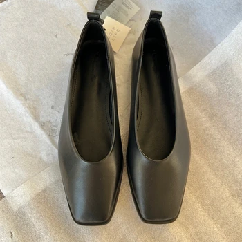 Elmsk 2023 Весенне-летняя обувь Новые женские кожаные Удобные туфли на плоской подошве Женские