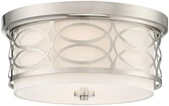 13-дюймовый современный потолочный светильник с 2 лампами скрытого монтажа + круглый рассеиватель из матового стекла, хромированная отделка