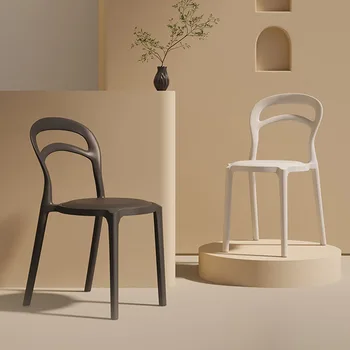 Пластиковые Обеденные стулья в скандинавском стиле, Эргономичный Современный дизайн, Штабелируемые Минималистичные Стулья, Кухонные Принадлежности для балкона, мебель для балкона