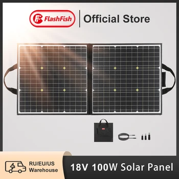 Портативная солнечная панель FF Flashfish 100 Вт 18 В, 5 В USB Flashfish, Складное зарядное устройство для солнечных батарей, Складной Наружный Источник питания RV